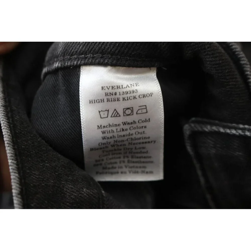 Everlane Black High Rise Kick Boot Cut Raw Hem Crop Jeans Size 26R